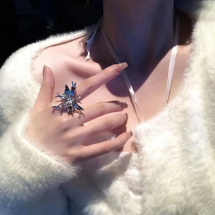 Niche Design Sense of High-end Liquid Butterfly Open Ring for Female Students, Cool and Cool Style Personalized Index Finger Ring