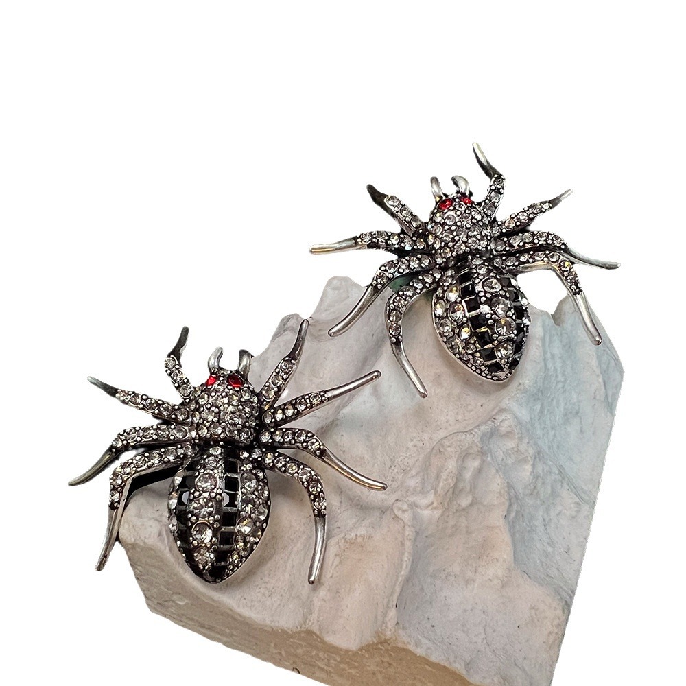 B spider brass old full diamond high-end earrings unique design personality sweet cool wind high version marking earrings