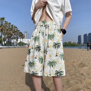 Beach Shorts Men's Summer Thin Quick-drying Swimming Trunks Fashionable Printed Large Pants Loose Pajama Pants Casual Five-point Pants