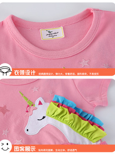 Summer New Girls European and American Style dress Children's Mesh Princess Dress Cartoon Cute Round Neck Children's Wear Distribution