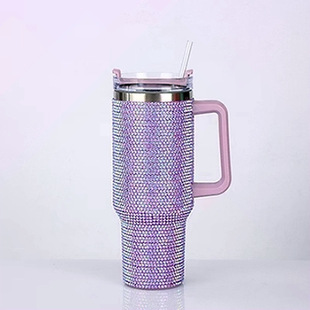 Sticking drill new cross-border 40OZ handle car cup with handle large capacity ice cup vacuum suction tube cup car model