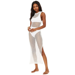 2023 European and American beach blouse hollow knit vest holiday skirt bikini cover dress cross-border Amazon