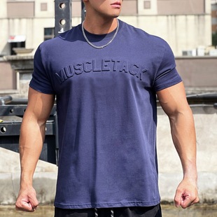 Muscle Sports Loose Cotton Fitness Short Sleeve Men's Basketball Autumn Running Training Elastic Sports T-shirt Crewneck None