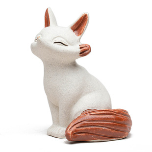 Yixing raw ore purple sand tea pet fox small ornaments Nine-Tailed Fox sculpture tea table creative tea play can be raised manufacturers wholesale