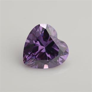 3x 3~15x 15mm Wuzhou artificial gem zircon heart-shaped naked stone purple DIY accessories purple heart-shaped zirconium