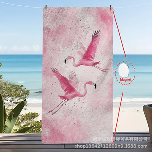 Amazon Cross-Border Popular Love Flamingo Print Beach Towel Microfiber Quick-Drying Beach Towel