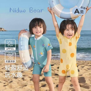 Летний детский цельный купальник Nido Bear, морской купальник для мальчиков, большой детский солнцезащитный цельный купальник для плавания, категория для мальчиков a