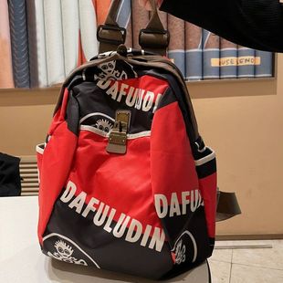 Backpack Women's New Letter Print Fashion Commuting Oxford Cloth Women's Backpack Casual Travel Bag