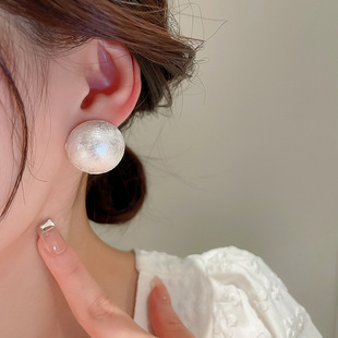 s925 Silver Needle Korean Ball Earrings Women's 2023 New Earrings Niche Design High-grade Elegant Earrings