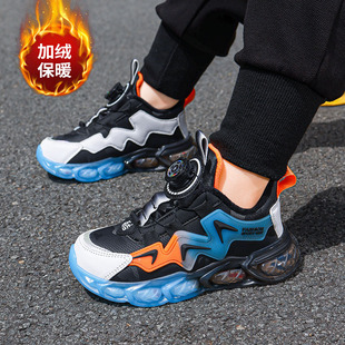 2024 Winter New Boys' Sports Cotton Leather Waterproof Non-slip Wear-resistant Rotary Buckle for Middle and Big Children's sneaker Tide