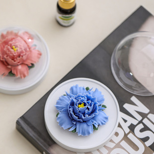 Guofeng Ceramic Handmade Flower Aroma Diffuser Non-Legacy Peony Flower Home Car Indoor Cultural and Creative Decorations Ornaments