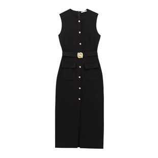 Foreign trade list! Spring and summer new European and American style women's fashion elegant with belt Zou cloth dress 3897054