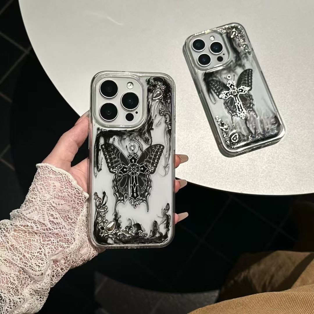 Cool Queen Dark Dimmed Butterfly iPhone 16 Pro Max Phone Case Apple 15/14 Pro Protective Case 13