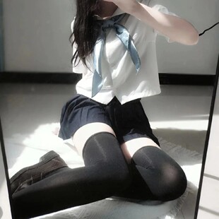 Jk uniform knee socks pressure slimming black silk long tube thigh root white stockings pure 80D summer thin