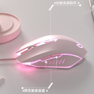 Cherry Blossom Pink Mouse Wired Girl's Home Office Desktop Laptop Audio Mute Game E-Sports Style