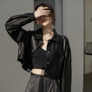 Fashion Motorcycle Leather Jacket Women's Short 2025 Spring and Autumn New Korean Loose Retro All-match Western Style Leather Jacket