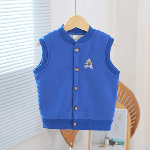 A generation of factory direct 24 winter new boys and girls cartoon Aoli velvet one velvet crew neck vest