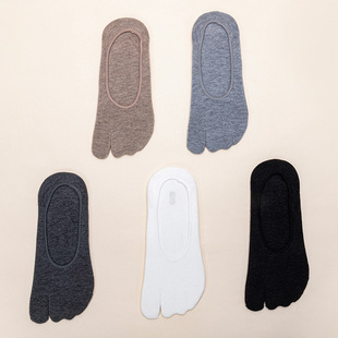 Special Offer Silicone Invisible Two-Finger Boat Socks Men's Backless Solid Color Cotton Sweat-Absorbing Ins Trendy All-Match Two-Finger Socks Thin Toe Socks