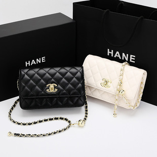 Genuine Leather Women's Bag 2023 New Arrival Fashionable All-Match Cowhide Summer Chanel Style Diamond Plaid Chain Bag Shoulder Crossbody Bag