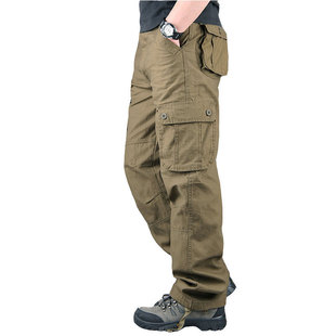 Cross-border Overalls Men's Outdoor Casual Pants plus size Straight-Leg Sports Pants Multi-Pocket Loose Work Pants