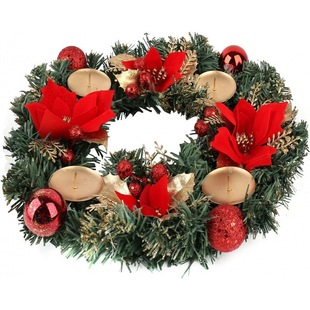 Factory direct candlestick Christmas wreath Christmas party Christmas wreath candlestick Christmas decoration ribbon candlestick wreath