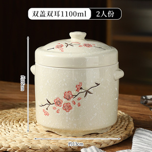 Factory wholesale cross-border household water resistant Chinese universal stew pot soup pot ceramic high temperature resistant one person stew pot