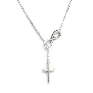 Europe and the United States cross-border popular ins all-match personality simple ladies trend digital 8-character cross necklace jewelry