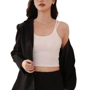 Zhao Lusi same style white camisole beauty back vest women's summer new thin top with chest pad inside and outside