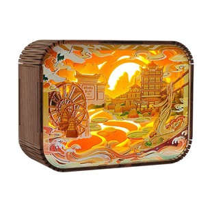 Creative Creative Craft Gift Scenic Area Commemorative Gift Desktop Ornaments 3D Nightlight Chongqing Hongya Cave Wood Carving Lamp