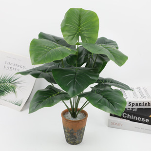 Cross-border wholesale simulation planting 12 hair leaf green plant bundle glue leaf decoration wedding decoration plant wall accessories