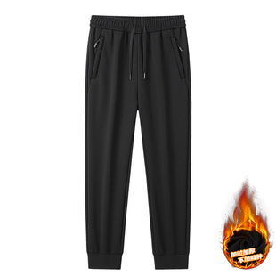 Sports Pants plus size Sweatpants Men's Autumn and Winter Loose Straight Pants with Fleece-Laped Pants Bundled Foot Knitted Casual Pants School Uniform Men's Pants