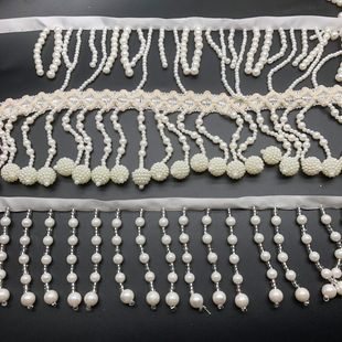 Ethnic Style Handmade Beads Pearl Tassel Lace Bead Ribbon Hanging Bar Code Hanfu Curtain Lighting Accessories