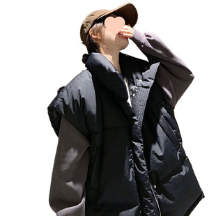 2024 Autumn and Winter New Down Cotton Vest Women's Cotton Clothes Autumn and Winter Vertical Collar Vest Waistcoat Cotton Clothes Fashion