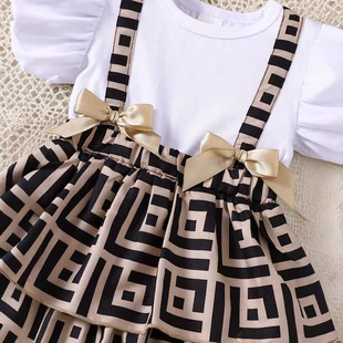 Summer Baby Girl Baby Round Neck Ruffled Sleeve Cute Bow Stitching dress
