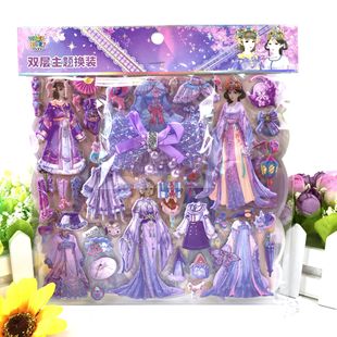 Double layer hibiscus leather theme princess sticker antique dress up sticker girl dress up show theme Princess show hair clip