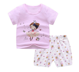 Korean version of Baby new clothes girls suit children's clothing children's short sleeve suit summer T-shirt boys clothing wholesale