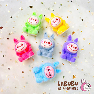 Cross-Border Exclusive Flocked Plush Doll Blind Box Trendy Toy Plush Cute Figurine Labubu Hand-Made Blind Box Wholesale