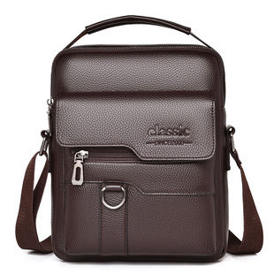 WEIXEIR Men's Litchi Pattern Business Commuter Shoulder Bag Large Capacity Waterproof Multifunctional Handbag for Men