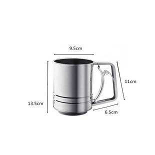 Handheld double-layer powder sieve semi-automatic cup flour sieve plastic hand-pressed flour filter sugar medium