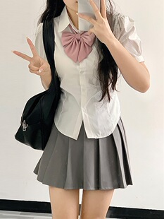 jk Uniform Shirt Women's Original Summer Tight Waist Pure Desire Base White Shirt Academy Style Short Pleated Skirt Suit