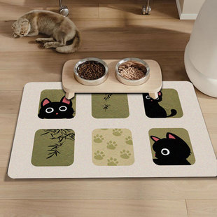 Cute Cartoon Pet Placemat for Dogs and Cats Eating Leak-proof Large Absorbent Diatom Mud Easy-care Non-slip Dining Basin Placemat