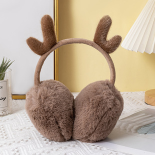 Factory wholesale rabbit fur cute antler plush autumn and winter female South Korea new rabbit ears earmuffs cartoon Christmas fashion