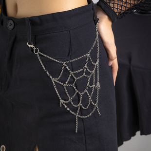 European and American cross-border jewelry sweet cool hip-hop punk spider web pants chain Gothic dark chain body chain clothing