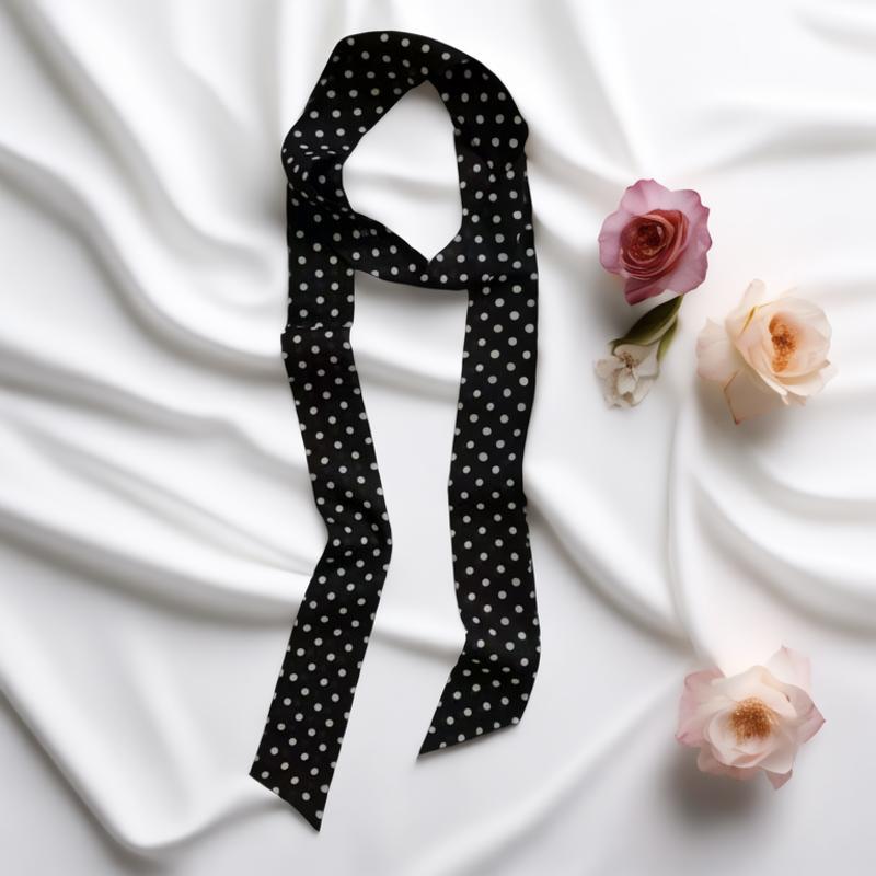 Polo Dot Small Silk Scarf Women's Thin Narrow Long Pointed Scarf Korean-style All-match Ins Bag Shirt Ribbon Ribbon