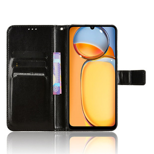 Applicable to Red Mi 13C 4G mobile phone case Xiaomi Poco C65 mobile phone leather case flip Crazy Horse pattern lanyard card case