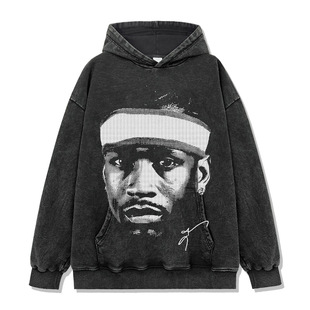 Трансграничный минималистский Iverson Iverson с принтом футболка американский Vintage стирка тяжелых повседневных рукавов