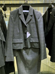 Original-European and American women's wholesale temperament plaid short slim suit jacket