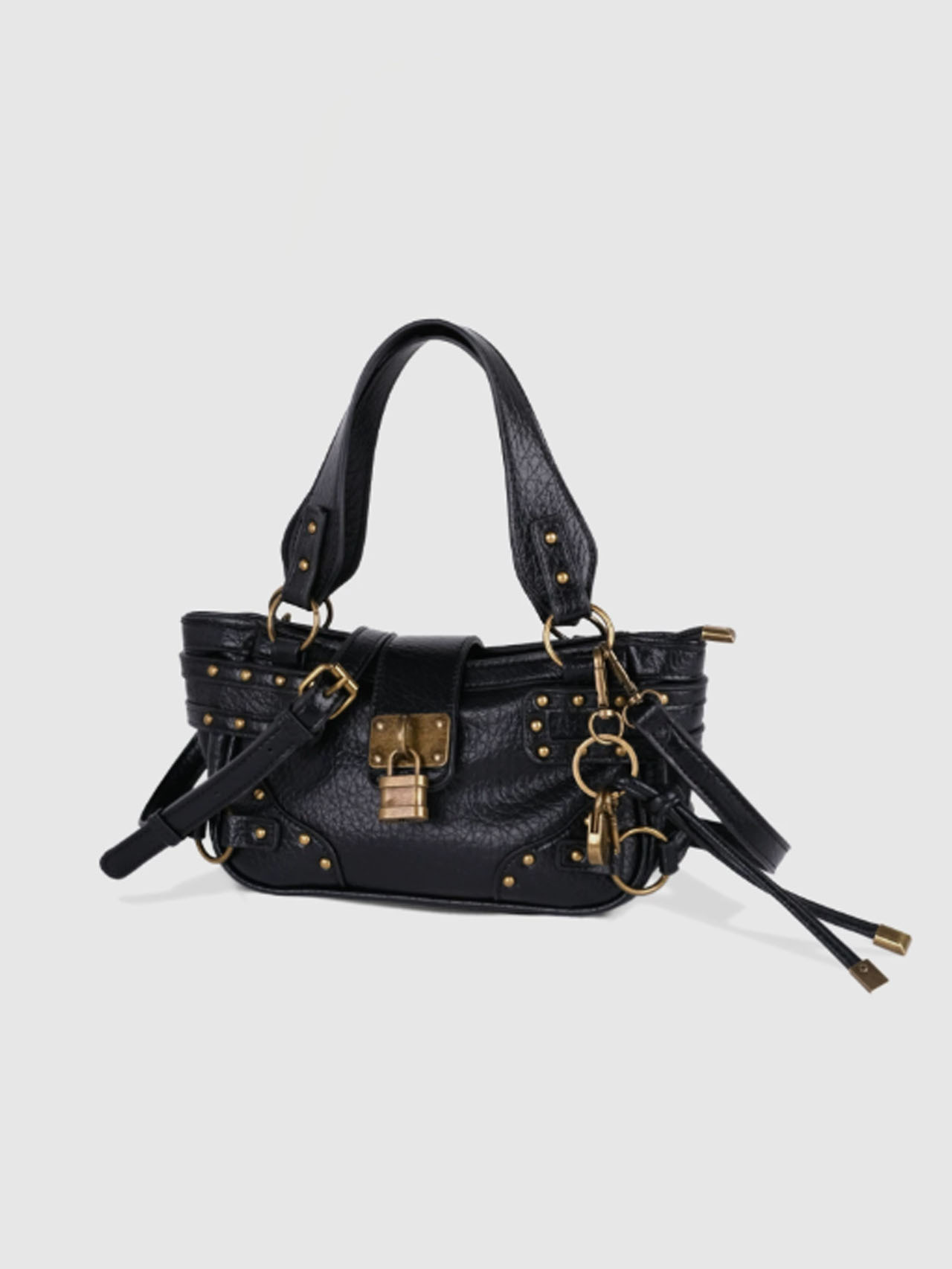 2026 New Hot Girl Motorcycle Bag, High-End Fashionable Niche Design, Two-Lock Studded Women's Shoulder/Crossbody Bag