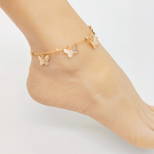 European and American Cross-border Jewelry Bohemian Summer Beach New Foot Decoration Fashion Simple Metal Tassel Butterfly Anklet