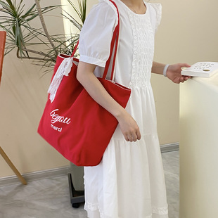 Striped Canvas Bag 2024 New Korean Style Ins Tote Casual Bag Shoulder Large Capacity Tote Bag Shopping Bag